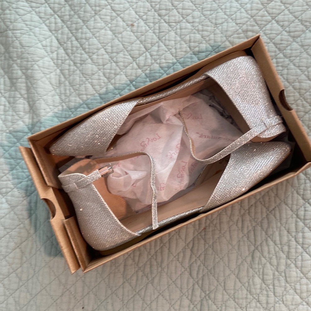 silver sparkly flats